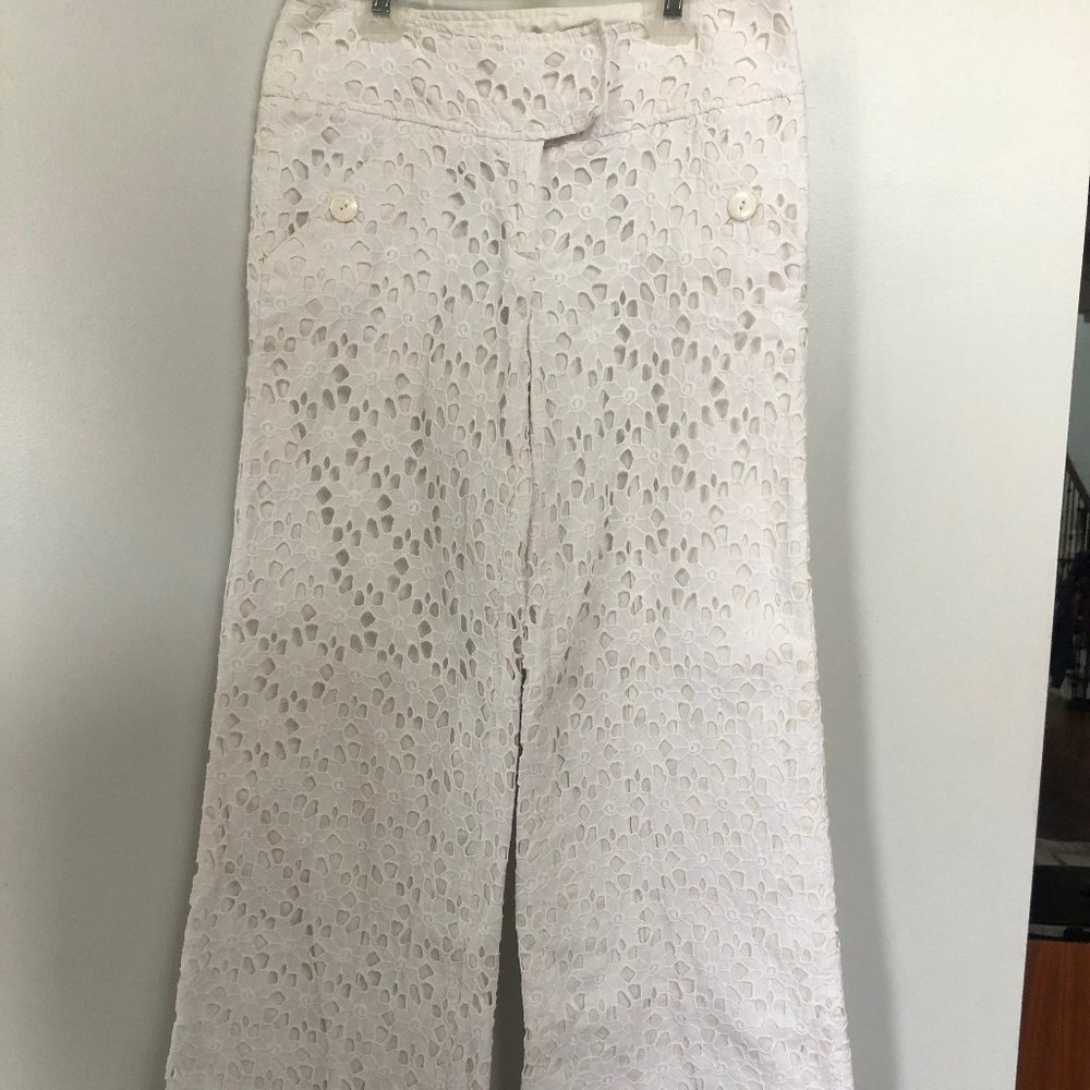 Lilly Pulitzer White Eyelet Wide Leg Pants